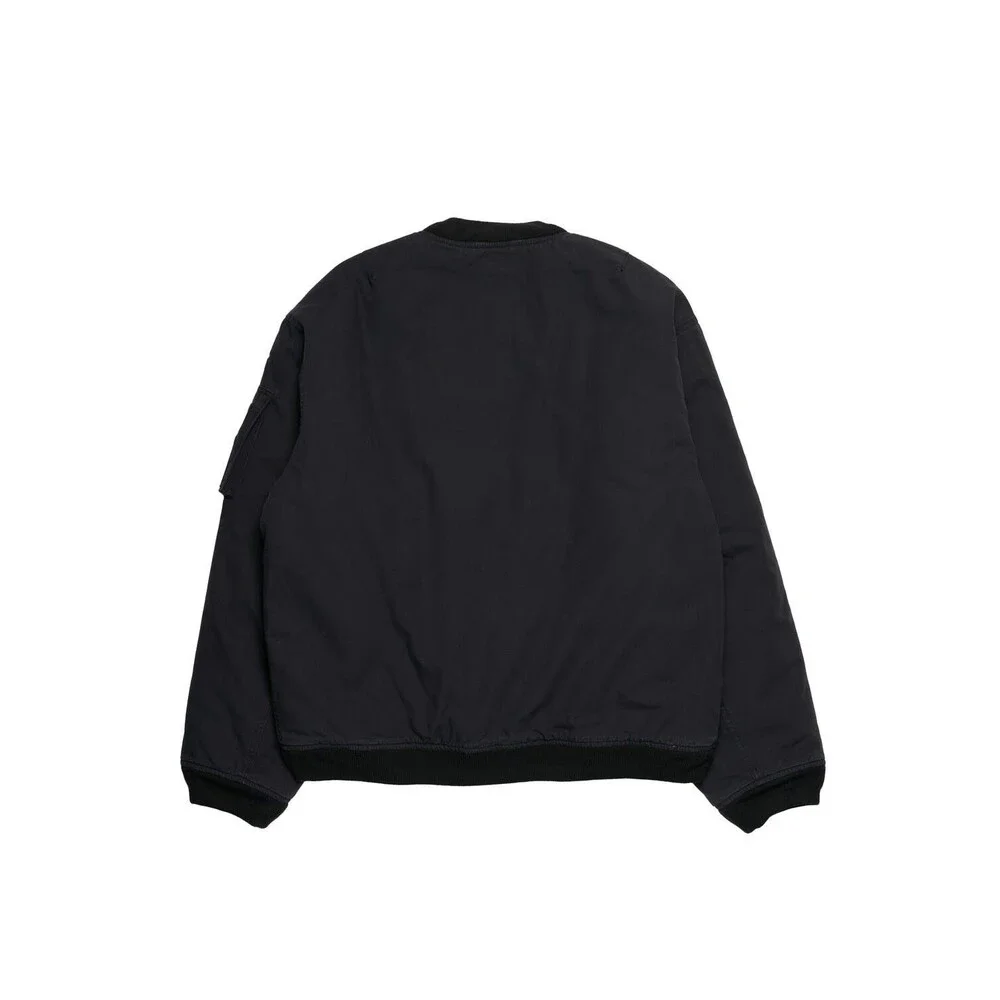 Nike Solo Swoosh Flight Bomber Jacket Black Canvas DX0680-010 Size M Oversized - Picture 2 of 8